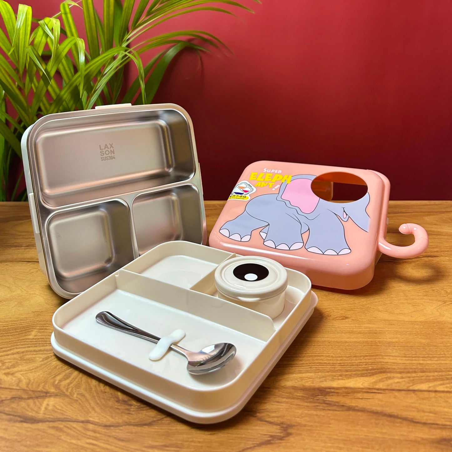 Elephant Double Decker Stainless Steel Lunch Box