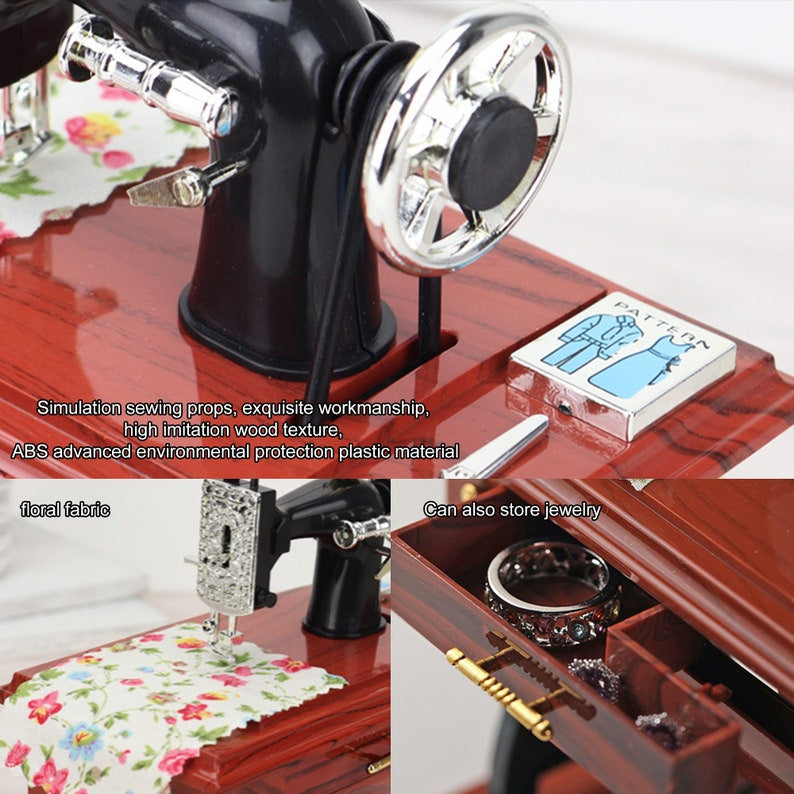 Vintage  Mini Sewing Machine With Music Box