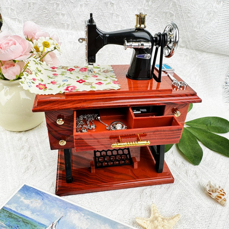 Vintage  Mini Sewing Machine With Music Box